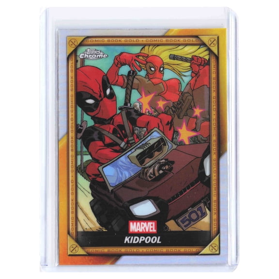 2025 Topps Chrome Deadpool Comic Book Gold Kidpool HOLO Card #CB-22 Trading Card