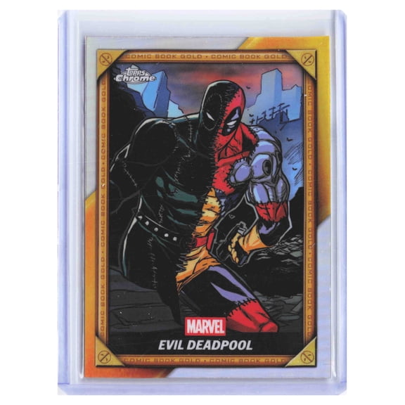 2025 Topps Chrome Deadpool Comic Book Trading Card Gold Holo Evil Deadpool CB-14 Marvel
