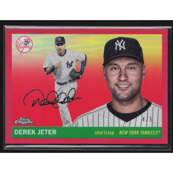 2025 Topps Chrome Derek Jeter #458 Red Refractor /5 New York Yankees MLB Baseball Trading Card