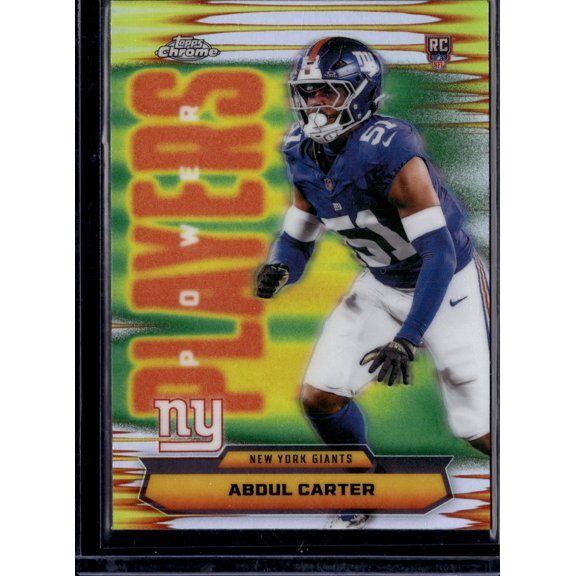 2025 Topps Chrome Football Abdul Carter #PP-40 Refractor RC New York Giants NFL Football Trading Card
