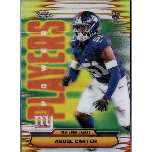 2025 Topps Chrome Football Abdul Carter #PP-40 Refractor RC New York Giants NFL Football Trading Card