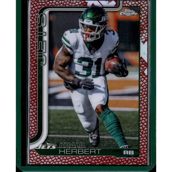 2025 Topps Chrome Football Khalil Herbert #131 Red Pebble New York Jets NFL Football Trading Card