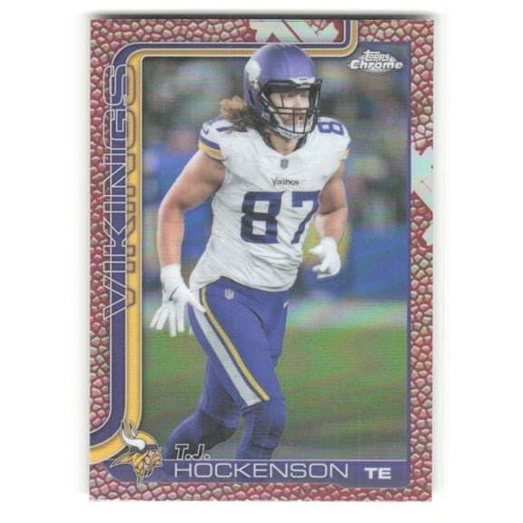 2025 Topps Chrome Football Leather Refractor #200 T.J. Hockenson Minnesota Vikings  NFL Football Trading Card
