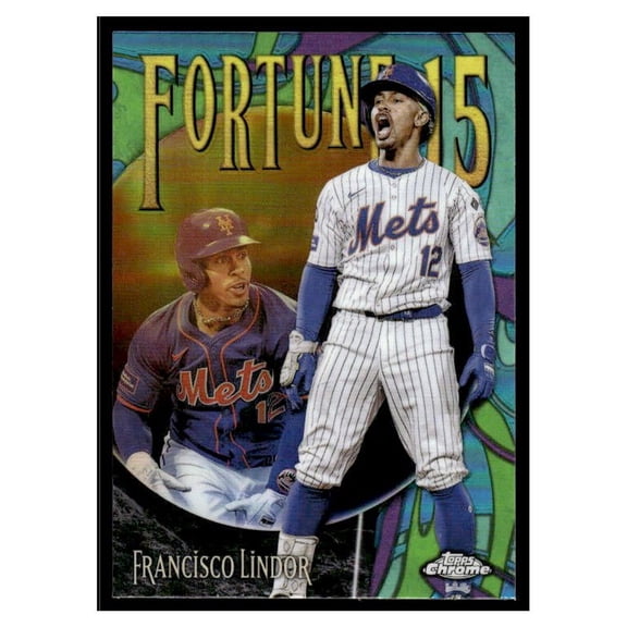 2025 Topps Chrome Fortune 15 Near Mint Francisco Lindor Mets #F15-7 Baseball Card