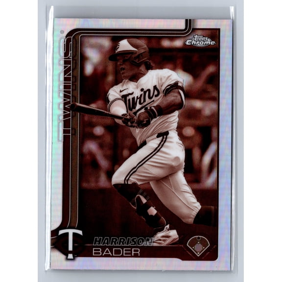 2025 Topps Chrome Sepia Refractor #62 Harrison Bader Minnesota Twins Baseball Card