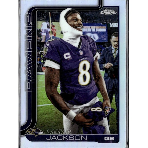 2025 Topps Chrome Lamar Jackson #24 Baltimore Ravens Football Card