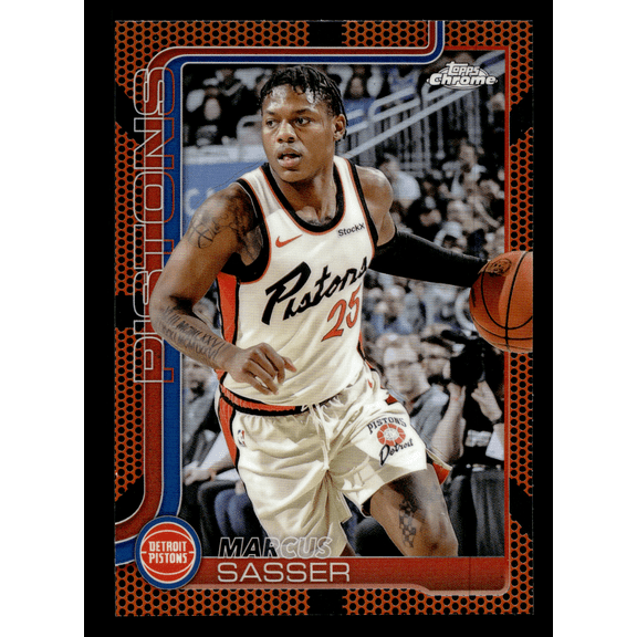 2025 Topps Chrome Marcus Sasser #35 Detroit Pistons NBA Basketball Trading Card Logo Border Short Print