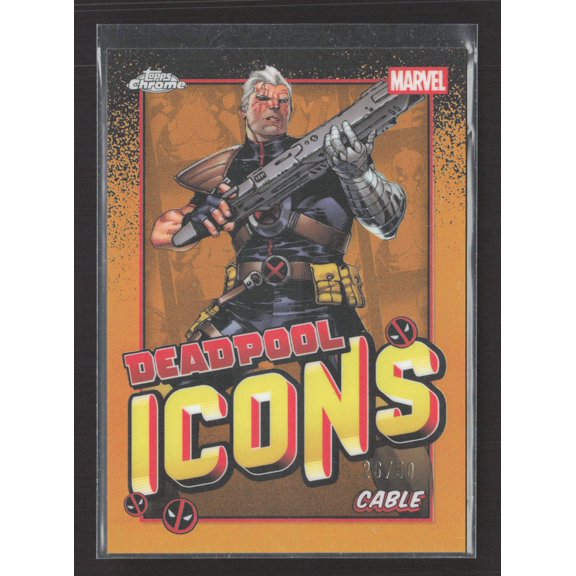 2025 Topps Chrome Marvel Deadpool Icons Cable Orange Refractor 26/50 #DI-2 Trading Card