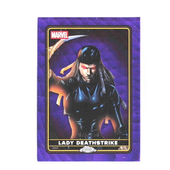 2025 Topps Chrome Marvel Deadpool Lady Deathstrike Purple Wave Refractor 026/250 #13 Trading Card