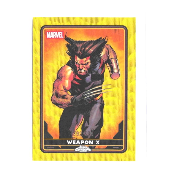 2025 Topps Chrome Marvel Deadpool Weapon X Wolverine Yellow Wave Refractor Trading Card 392/399 #16
