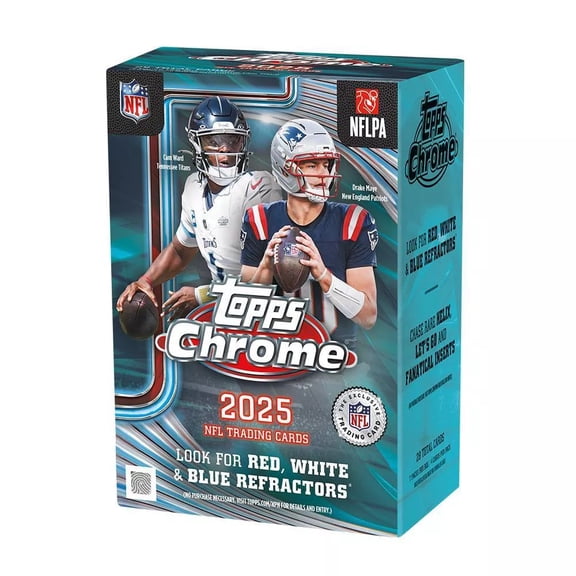 2025 Topps Chrome Football Trading Cards Factory Sealed Mega Box