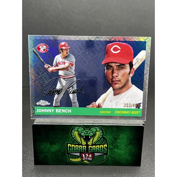 2025 Topps Chrome Platinum Johnny Bench #454 Topps Logofractor /499 Cincinnati Reds MLB Baseball Trading Card