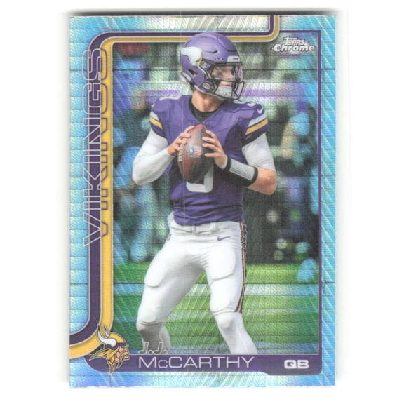 2025 Topps Chrome Prism Refractor #199 J.J. McCarthy Minnesota Vikings  NFL Football Trading Card