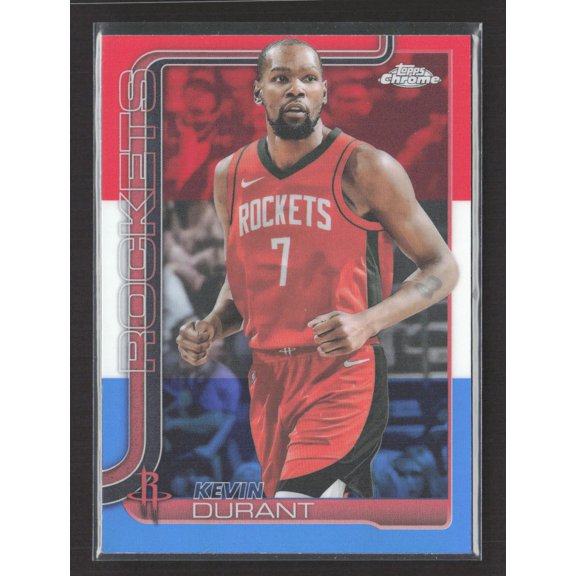 2025 Topps Chrome Red White Blue Kevin Durant #155 Basketball Card Houston Rockets Houston Rockets NBA Basketball Trading Card