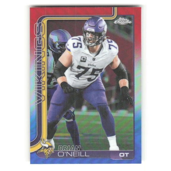 2025 Topps Chrome Red/White/Blue Refractor #196 Brian O'Neill Minnesota Vikings  NFL Football Trading Card