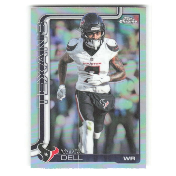 2025 Topps Chrome Refractor #123 Tank Dell Houston Texans NFL Football Trading Card