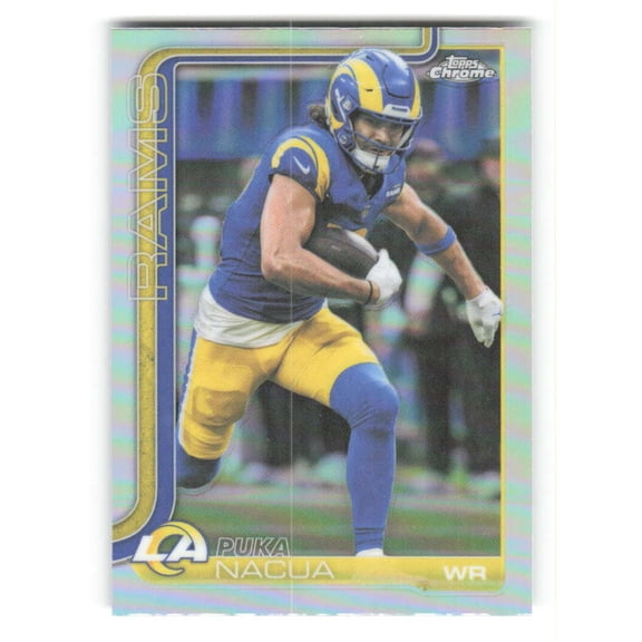 2025 Topps Chrome Refractor #166 Puka Nacua Los Angeles Rams  NFL Football Trading Card