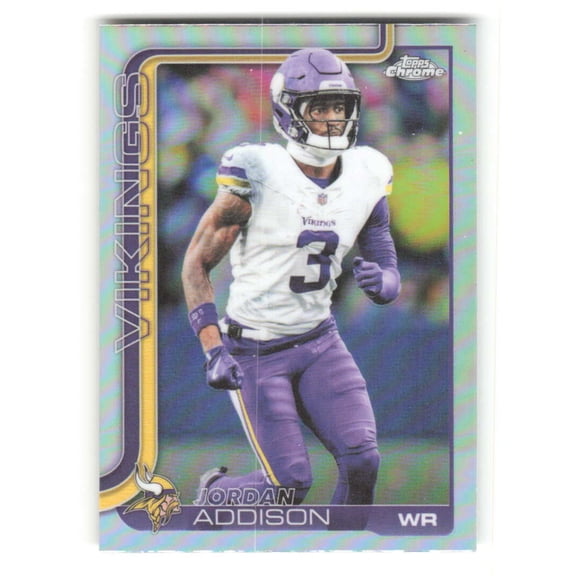 2025 Topps Chrome Refractor #202 Jordan Addison Minnesota Vikings  NFL Football Trading Card