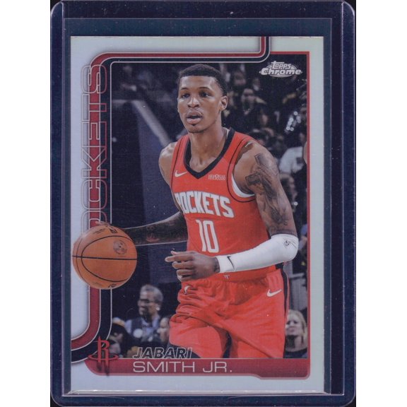 2025 Topps Chrome Refractor #62 Jabari Smith Jr. Houston Rockets Basketball Card Houston Rockets NBA Basketball Trading Card