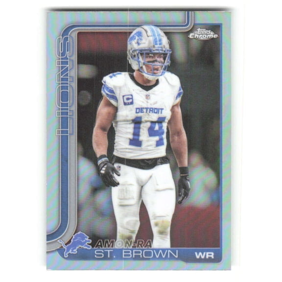 2025 Topps Chrome Refractor #98 Amon-Ra St. Brown Detroit Lions NFL Football Trading Card