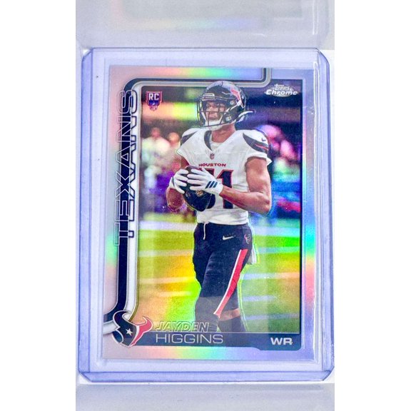 2025 Topps Chrome Refractor RC Jayden Higgins Houston Texans Football Card Houston Texans NFL Football Trading Card