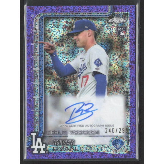 2025 Topps Chrome River Ryan #CRDA-RR Purple Speckle /3 RC Los Angeles Dodgers MLB Autographed Baseball Trading Card