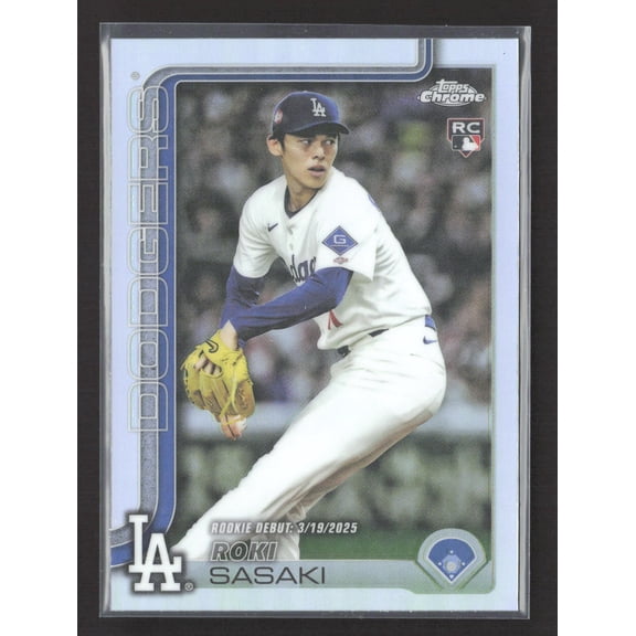 2025 Topps Chrome Roki Sasaki Refractor RC USC73 Baseball Card Los Angeles Dodgers