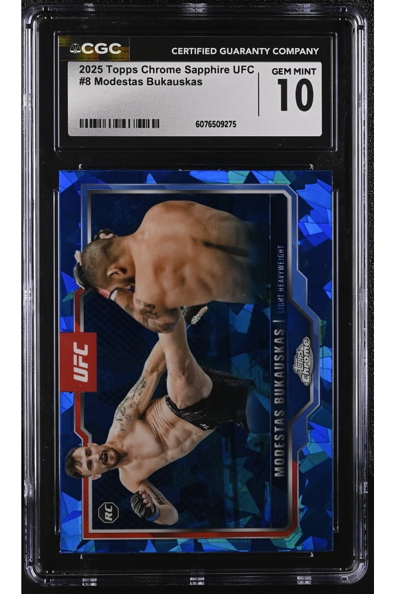 Graded 2025 Topps Chrome Sapphire UFC Modestas Bukauskas #8 RC Rookie Trading Card CGC 10