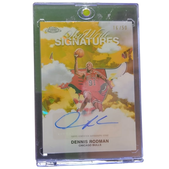 2025 Topps Chrome SkyWrite Signatures Dennis Rodman #SWS-DRM Gold /50 Chicago Bulls NBA Autographed Basketball Trading Card