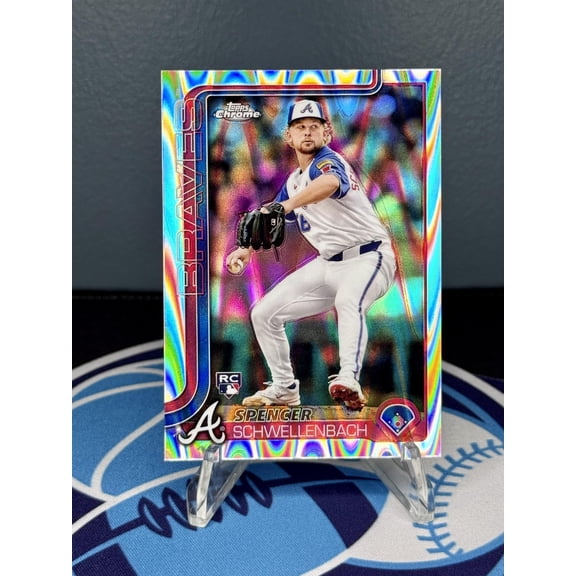 2025 Topps Chrome Spencer Schwellenbach Atlanta Braves Raywave Refractors RC #203 Baseball Card