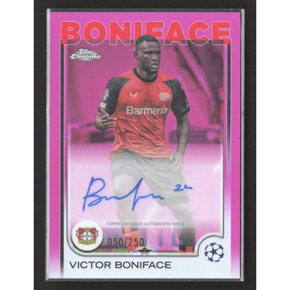 2025 Topps Chrome UEFA Club Competitions Victor Boniface #CA-VB Pink /250