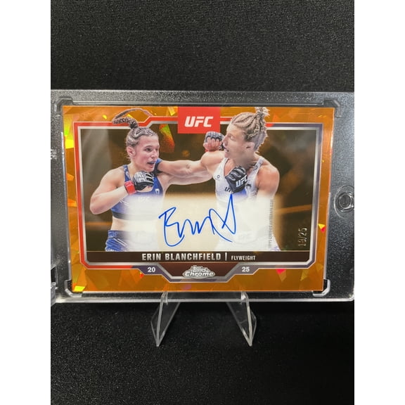 2025 Topps Chrome UFC Erin Blanchfield Signed Autograph Trading Card Orange Sapphire 19/25 CVA-EB