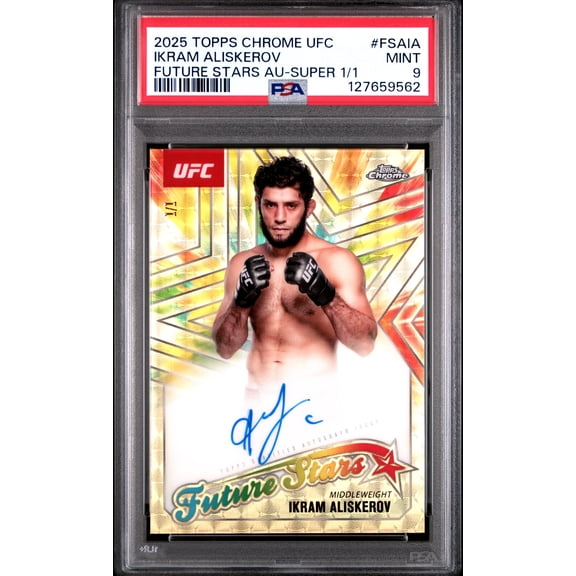 2025 Topps Chrome UFC Future Stars Auto Ikram Aliskerov SuperFractor /1 PSA 9 Topps