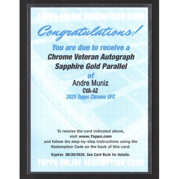 2025 Topps Chrome UFC Sapphire Andre Muniz #CVA-AZ Gold Redemption