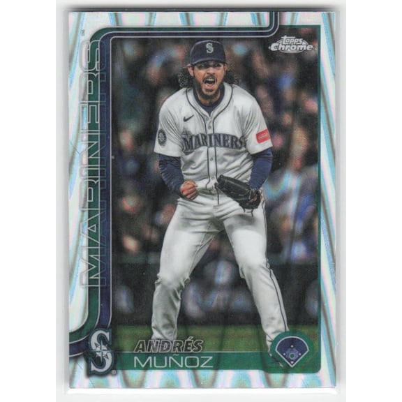 2025 Topps Chrome Update RayWave Refractor Andrs Muoz USC108 Baseball Card Seattle Mariners