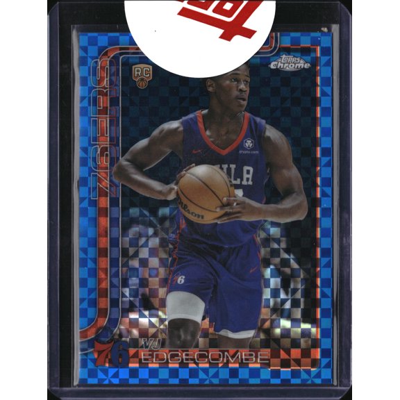 2025 Topps Chrome VJ Edgecombe #253 Blue Checkerboard RC Philadelphia 76ers NBA Basketball Trading Card