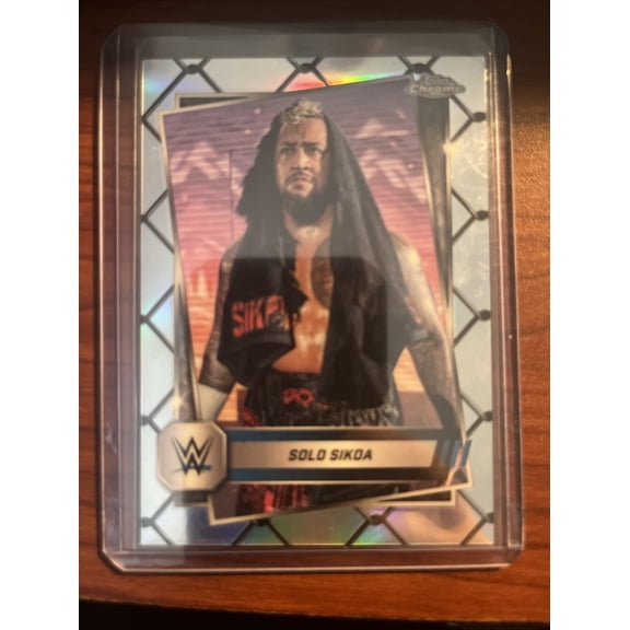 2025 Topps Chrome WWE - [Base] - Steel Cage Refractor Solo Sikoa #17 Steel Cage Refractor SmackDown WWE Wrestling Trading Card
