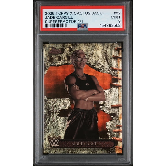 2025 Topps Chrome WWE X Cactus Jack Jade Cargill #52 Superfractor /1 PSA 9