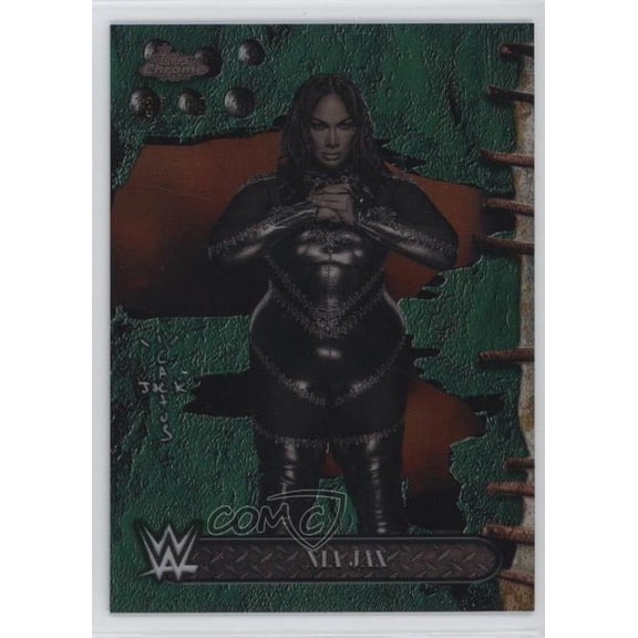 2025 Topps Chrome WWE x Cactus Jack - [Base] - Green Refractor Nia Jax #13 Green Refractor /99 SmackDown WWE Wrestling Trading Card