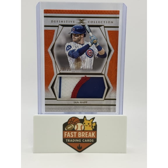 2025 Topps Definitive Collection Ian Happ Chicago Cubs Orange /25 Jumbo Patch Relic Baseball Card #DJRC-IH