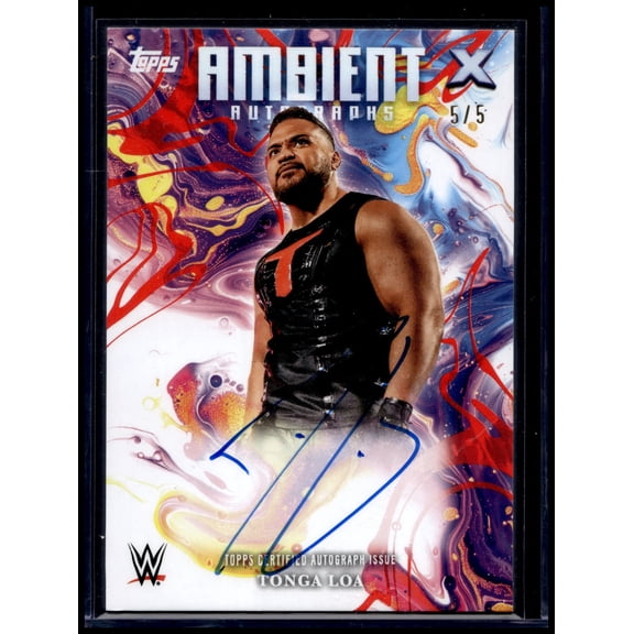 2025 Topps Exalted WWE Ambient Autographs Tonga Loa #AMA-LOA /5 SmackDown WWE Autographed Wrestling Trading Card