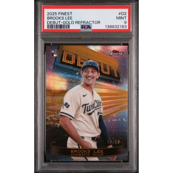 2025 Topps Finest Debut Gold Refractor Brooks Lee #D2 /50 PSA 9