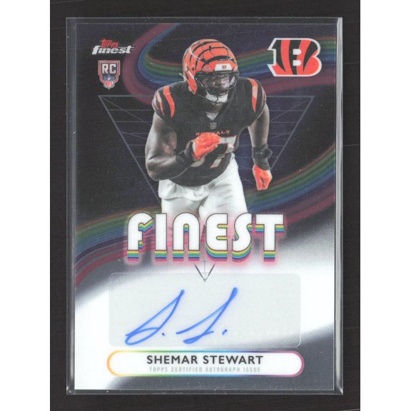 2025 Topps Finest Football Bengals Shemar Stewart RFA-SST RC Auto Football Card Cincinnati Bengals NFL Autographed Football Trading Card