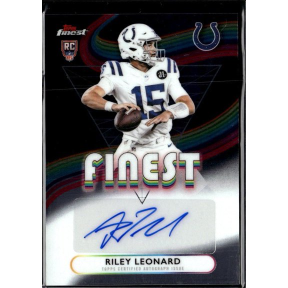 2025 Topps Finest Riley Leonard #RFA-RL RC Auto NFL Indianapolis Colts Football Card Indianapolis Colts NFL Autographed Football Trading Card