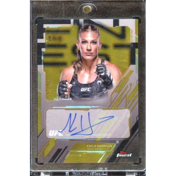 2025 Topps Finest UFC Kayla Harrison #TFA-KH Gold Refractor /50 Bantamweight UFC Autographed MMA Trading Card