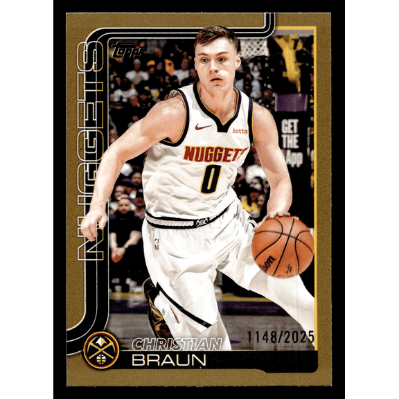 2025 Topps Flagship Gold 1148/2025 Christian Braun #102 Denver Nuggets Basketball Card