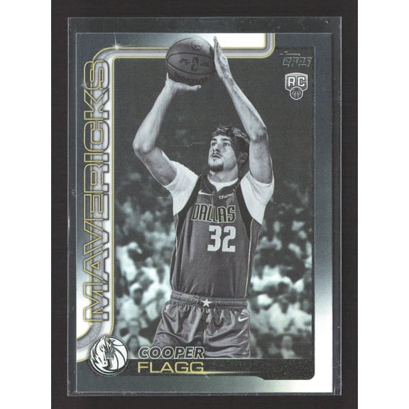 2025 Topps Flagship Cooper Flagg Dallas Mavericks NBA Black & White RC Trading Card #201