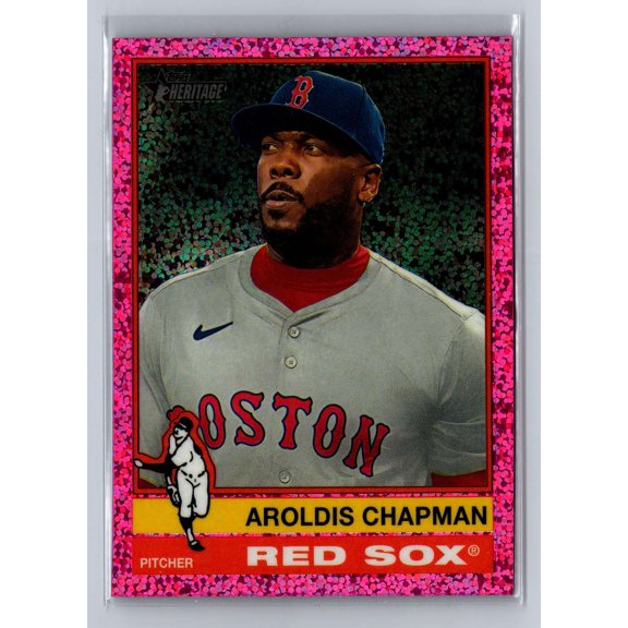 2025 Topps Heritage Aroldis Chapman #24 Chrome Pink Sparkle Refractor Baseball Card Boston Red Sox MLB Baseball Trading Card