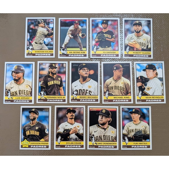 2025 Topps Heritage Baseball Team Set 13 Cards San Diego Padres Tatis Machado Darvish