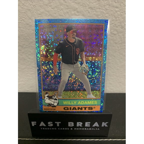 2025 Topps Heritage Willy Adames San Francisco Giants #122 Chrome Light Blue Sparkle Baseball Card